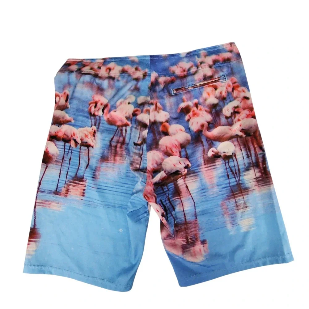 Old Navy Board Short sz 36 L Flamingo Photo Print Surfer Skater Stretch 10